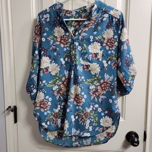 Blue floral blouse